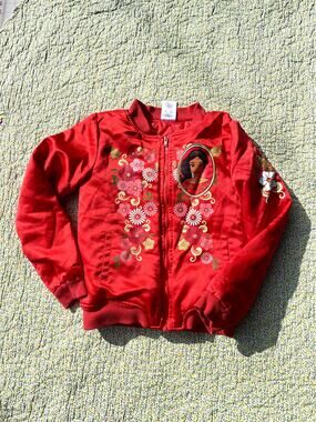 DISNEY'S ELENA OF AVALOR GIRLS SATIN RED JACKET SIZE 7/8